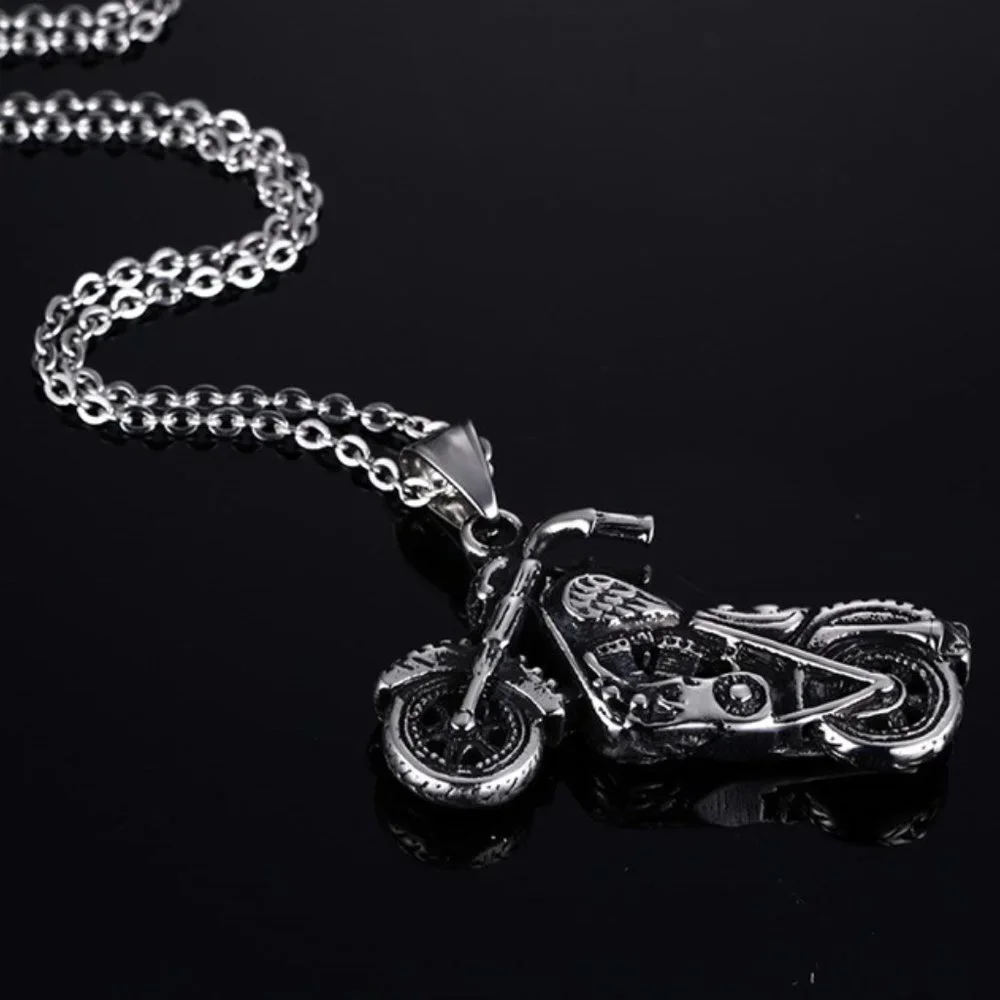 ❤️Simple Fashion bike antique silver charms pendant necklace for menN90201P226